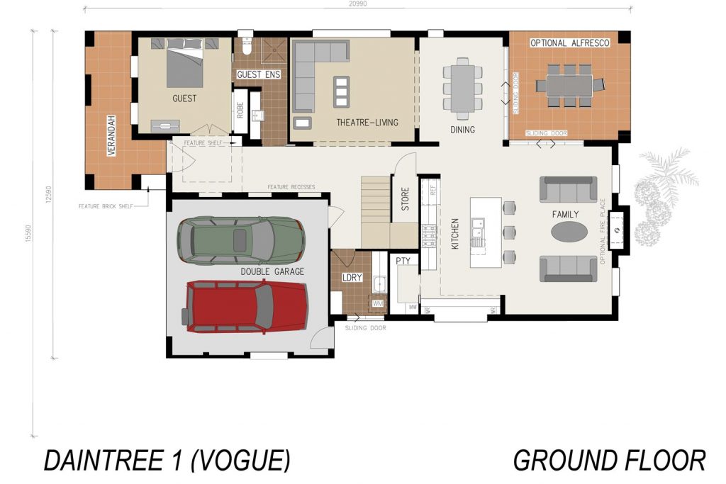 Floorplan - Daintree Home Design | Ground Floor - Double Storey