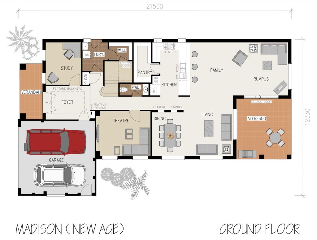 Floorplan - Madison Home Design | Ground Floor - Double Storey
