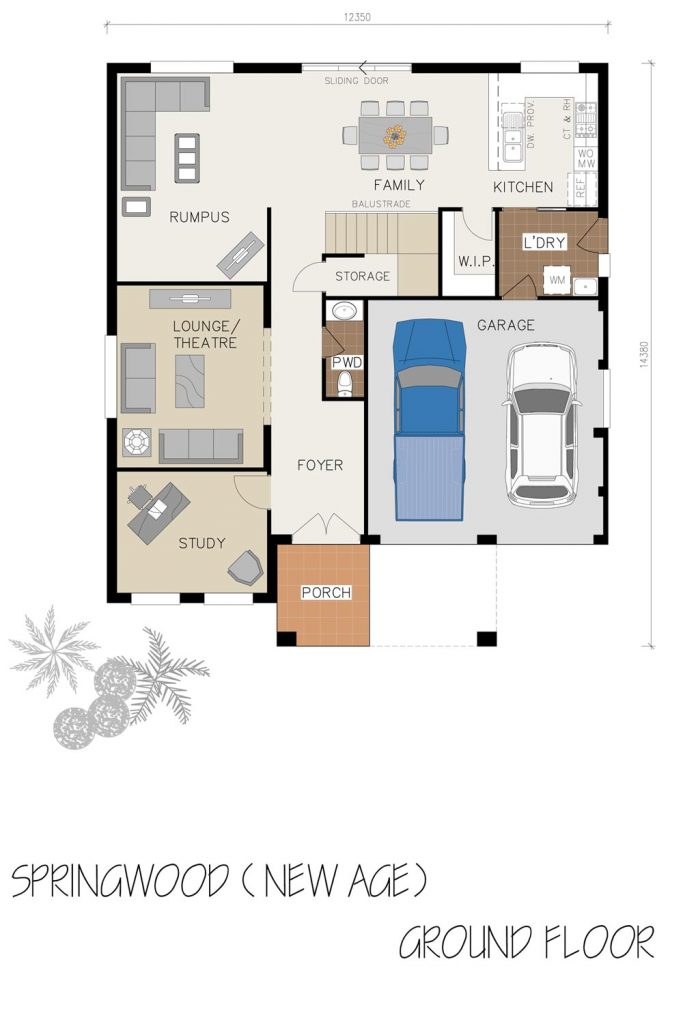 Floorplan - Springwood Home Design | Ground Floor - Double Storey